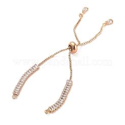 Brass Pave Clear Cubic Zirconia Rectangle Slider Bracelet Making&nbsp;BJEW-U005-01G