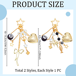 2OPcs 304 Stainless Steel & Alloy & Acrylic Pendant Decorations&nbsp;HJEW-GA00093