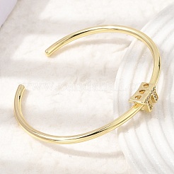 Brass Micro Pave Clear Cubic Zirconia Cuff Bangles for Women&nbsp;KK-CBAED06-08B-G