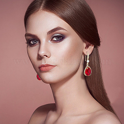 4 Pairs 4 Colors Glass Teardrop Dangle Earrings&nbsp;EJEW-AN0003-95