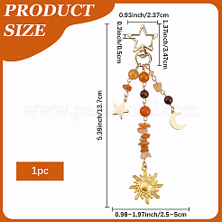 1Pc Gemstone Chip Bead & Alloy & Stainless Steel Pendant Keychains&nbsp;HJEW-BM0001-76B