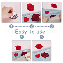 22Pcs 3 Styles Flower/heart Embroider Self-adhesion Thread Iron on/Sew On Patches&nbsp;PATC-GA0001-69