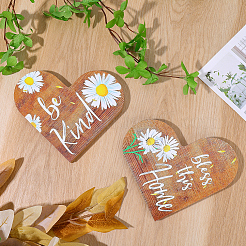Wooden Heart Shaped Blessed Sign Ornaments&nbsp;AJEW-WH20019-83B