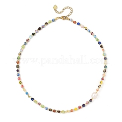 Handmade Millefiori Glass Round Beaded Necklaces for Women&nbsp;NJEW-JN06659