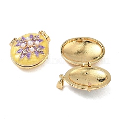 Brass Enamel Locket Pendants&nbsp;KK-F923-02A-G