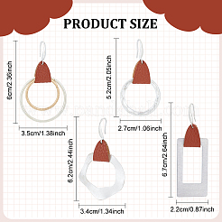 4 Pairs 4 Styles Round & Rectangle & Polygon & Ring Brass Dangle Hoop Earrings&nbsp;EJEW-AN0003-06