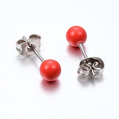 Tarnish Resistant 304 Stainless Steel Spray Painted Stud Earrings&nbsp;EJEW-H353-07-C