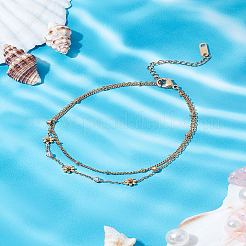1Pc Daisy 304 Stainless Steel Multi Layer Anklets&nbsp;AJEW-LP0007-22