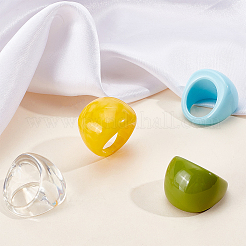 4Pcs 4 Colors Resin Plain Wide Dome Finger Rings Set for Women&nbsp;RJEW-AN0001-10