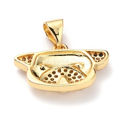 Brass Micro Pave Cubic Zirconia Pendants&nbsp;ZIRC-H120-01G