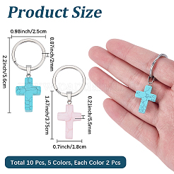 10Pcs 5 Styles Gemstone Keychains&nbsp;KEYC-CP0001-48