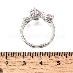 Brass Micro Pave Clear Cubic Zirconia Cuff Open Rings&nbsp;CU-CBA5C10-15P