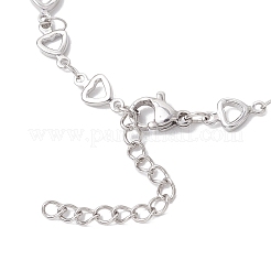 304 Stainless Steel Hollow Heart Link Chain Anklets for Women&nbsp;AJEW-AN00684
