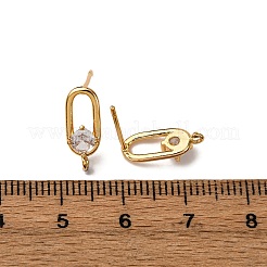 Brass Pave Clear Cubic Zirconia Stud Earring Findings&nbsp;KK-Z121-11G