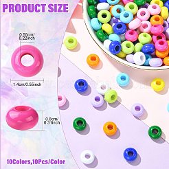 100Pcs 10 Colors Opaque Acrylic European Beads&nbsp;SACR-FS0001-51