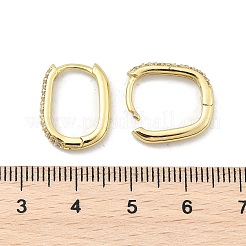 Oval Brass Micro Pave Clear Cubic Zirconia Hoop Earrings&nbsp;EJEW-D311-141G