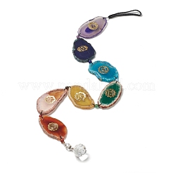 Dyed Nuggets Natural Agate Chakra Hanging Pendant Decorations&nbsp;HJEW-P006-B01