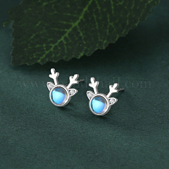 925 Sterling Silver Clear Cubic Zirconia Deer Head Stud Earrings&nbsp;FS-WG3413F-01