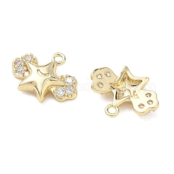 Brass Micro Pave Clear Cubic Zirconia Charms&nbsp;KK-C259-08G