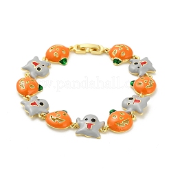 Halloween Brass Enamel Link Bracelets for Women&nbsp;BJEW-B149-01P