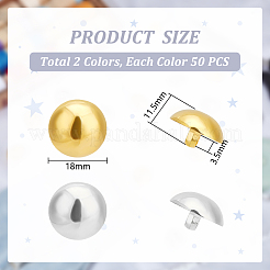 100Pcs 2 Colors 1-Hole Plating Acrylic Shank Buttons&nbsp;FIND-UN0016-03