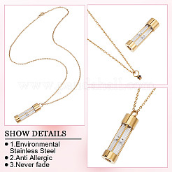 1Pc Column Glass Urn Ashes Necklaces&nbsp;NJEW-DR0001-05G