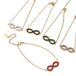 304 Stainless Steel Rhinestone Infinity Link Bracelets&nbsp;SA-CBA5F76-02G
