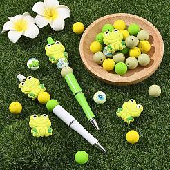 40Pcs 5 Styles Frog & Round Food Grade Eco-Friendly Silicone Focal Beads&nbsp;SIL-YW0002-54