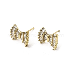 Brass Clear Cubic Zirconia Bowknot Stud Earrings&nbsp;EJEW-L261-016G