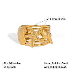 Ocean Themes Stainless Steel Adjustable Cuff Rings for Women&nbsp;LS-VG5206-5