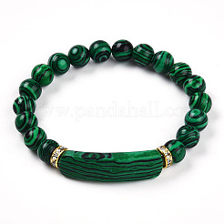 Synthetic Malachite Beads Stretch Bracelets&nbsp;BJEW-T022-04K-1