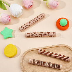 4Pcs 4 Styles Wood Handle Clay Texture Roller&nbsp;TOOL-CN0001-08
