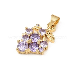 Brass Pave Cubic Zirconia Pendants&nbsp;X1-KK-F919-28G-02
