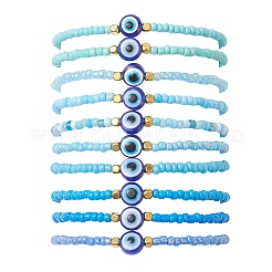 10Pcs Glass Seed Beads & Resin Beaded Stretch Bracelets for Women&nbsp;BJEW-MZ00262