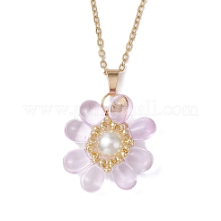 Glass & Glass Pearl Beads Pendants Necklaces for Women&nbsp;NJEW-MZ00106-07
