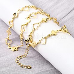 Brass Heart Link Chain Necklaces&nbsp;NJEW-D314-01G