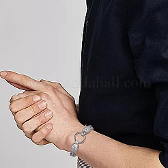 304 Stainless Steel Wolf Link Bracelet with Mesh Chains for Men Women&nbsp;BJEW-SZ0002-65