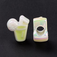 UV Plating Rainbow Iridescent Acrylic European Beads&nbsp;SACR-E009-25
