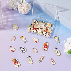 36Pcs 9 Styles Rack Plating Alloy Enamel Pendants&nbsp;ENAM-TA0003-67
