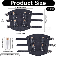 1 Pair Adjustable PU Leather Cord Bracelet with Glass Bottles&nbsp;AJEW-CL0002-53B