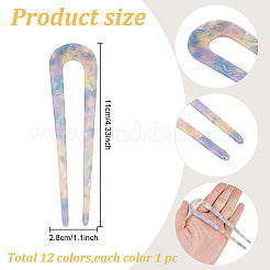 12Pcs 12 Colors Acrylic Hair Forks&nbsp;AJEW-GO0001-58