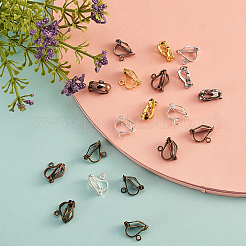 120Pcs 6 Colors Brass Clip-on Earring Findings&nbsp;KK-CJ0001-60