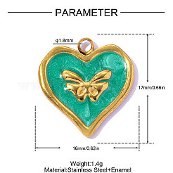 Valentine's Day 304 Stainless Steel Enamel Pendants&nbsp;STAS-OY016-67G