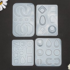 4Pcs Geometry/Teardrop/Letter Pendant & Links Silicone Molds&nbsp;DIY-LS0003-21