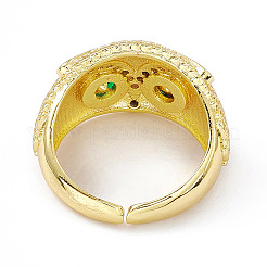 Cubic Zirconia Owl Open Cuff Rings&nbsp;RJEW-P079-01G-03