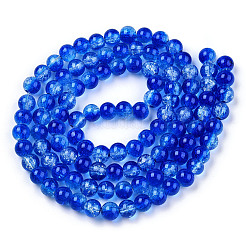 Transparent Crackle Baking Paint Glass Beads Strands&nbsp;DGLA-T003-01C-03