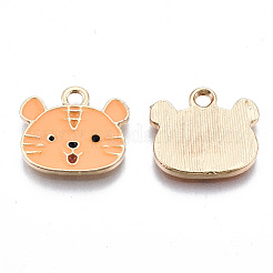 Light Gold Plated Alloy Enamel Pendants&nbsp;X-ENAM-T009-83B-RS
