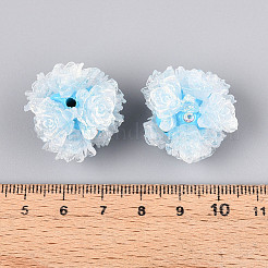 Polymer Clay Rhinestone Beads with Embossed Resin Roses&nbsp;RESI-T059-01A-04