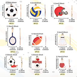 36Pcs 9 Styles Sports Theme Alloy Enamel Pendants&nbsp;ENAM-YW0005-73A