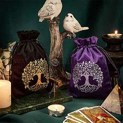 2Pcs 2 Style Tree of Life Pattern Velvet Packing Pouches&nbsp;TP-CN0001-10